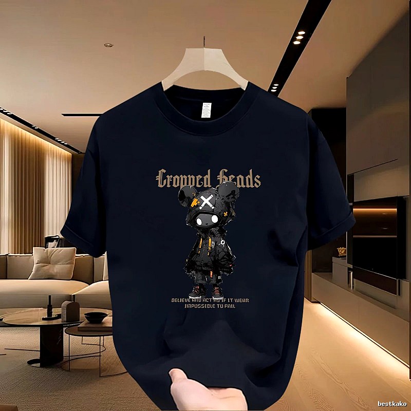 Trendy Brand Gloomy Bear Street Style Navy Blue Short-Sleeve T-Shirt