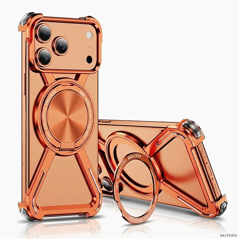 Trendy brand metallic style orange iPhone case
