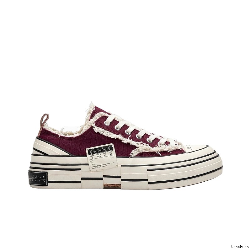 Xvessel Vulcanized Retro Burgundy Shoes