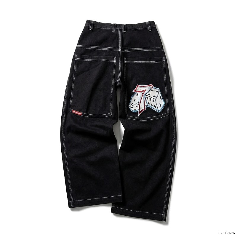 Y2K Dice Style Black Pants